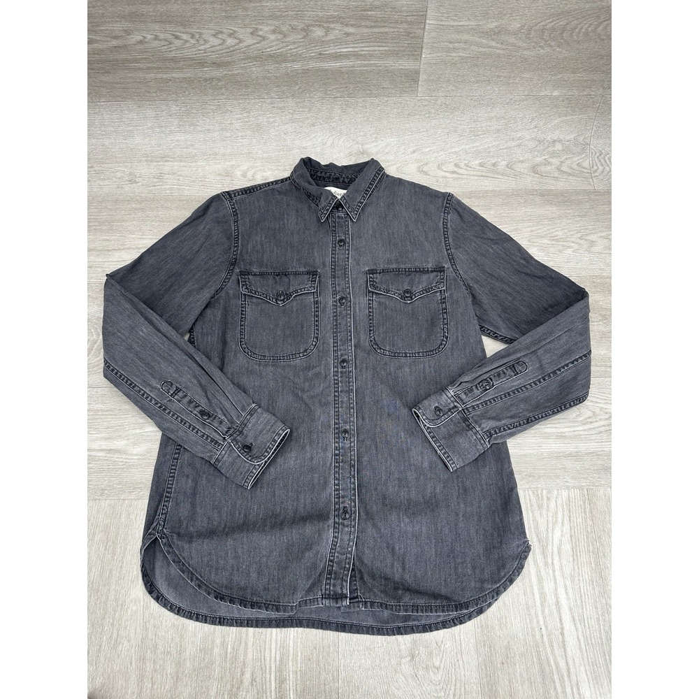 Madewell Women's Size S Washed Black Denim Oversized Shacket Jacket Shirt Cotton